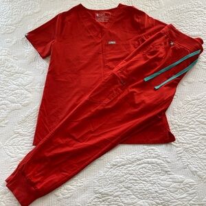 Figs Awesome Red Scrub Set